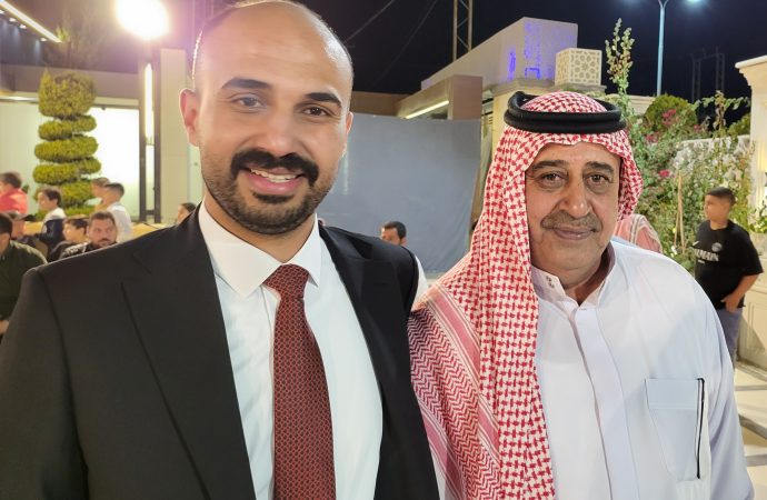أبناء المرحوم الشيخ عطا كنيعان البلوي يستقبلون المهنئين بزفاف المحامي محمد سعد البلوي في مادبا